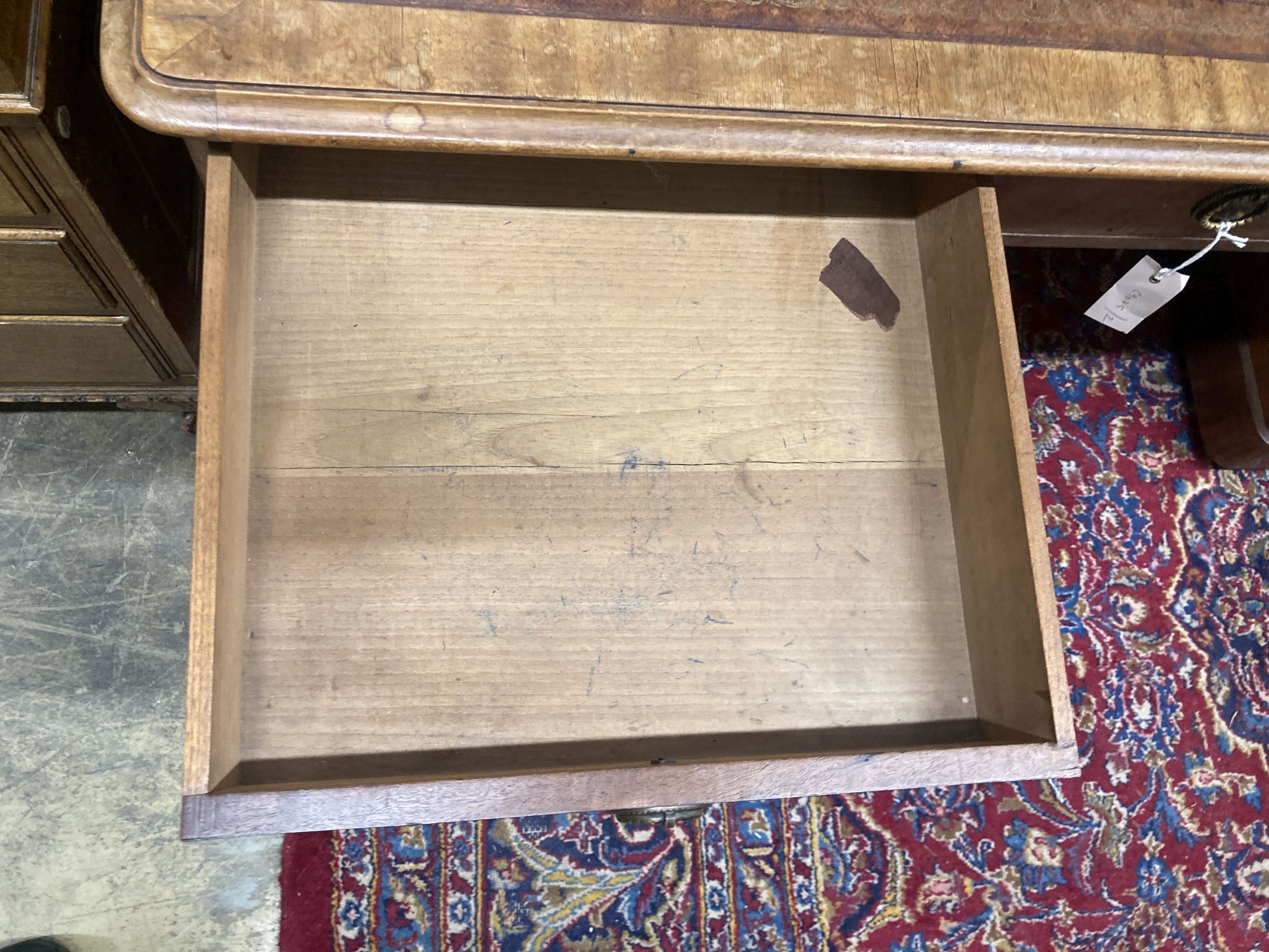 A Victorian mahogany kneehole desk, width 156cm, depth 64cm, height 73cm